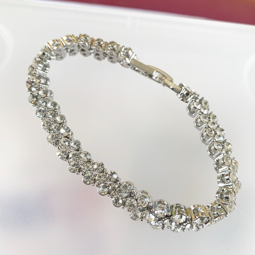 White Gold Finish Tennis Bracelets, Dozens of Sim Diamonds / Gems CRUISE BOXED - Picture 5 of 14