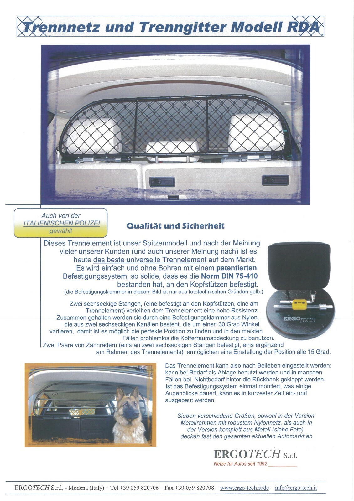 ERGOTECH Trennnetz Für Hyundai Santa Fe 2013-2018 - Hunde- Und Gepäcksicherung