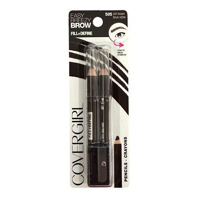 Covergirl Easy Breezy Brow Fill + Define 2 ct Pencil 505 Rich Brown 0.06 oz