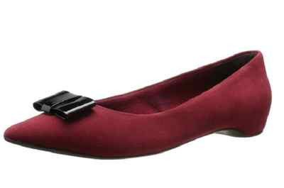 Rockport Women's Total Motion Pointy Bow Ballet Flat,Rhubarb Sued, Size 6.5 Med
