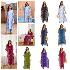 Beautybatik Boho Flora Print Kaftan Loungewear Maxi Plus Size Long Summer Dress