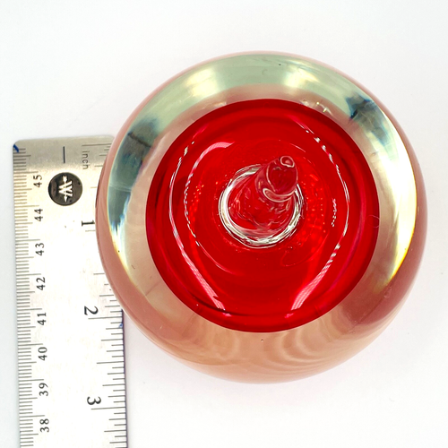 Pisapapeles Studio Art soplado a mano vidrio rojo manzana de colección 3,5 pulgadas regalo para profesor - Imagen 4 de 6