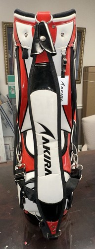 Akira White/Red/Black Staff Bag w/ Rain Cover, Extra Strap, & 6-Way Club Divider - Picture 6 of 14