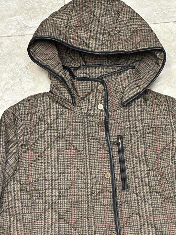 Chaqueta Lauren Ralph Lauren Mujer Mediana Parka Negra Etiqueta Bolsillos Capucha Extraíble Foto 4 de 4