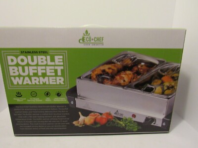 Eco-Chef Stainless Steel Double Buffet Warmer 150 Watts Adjustable Temp