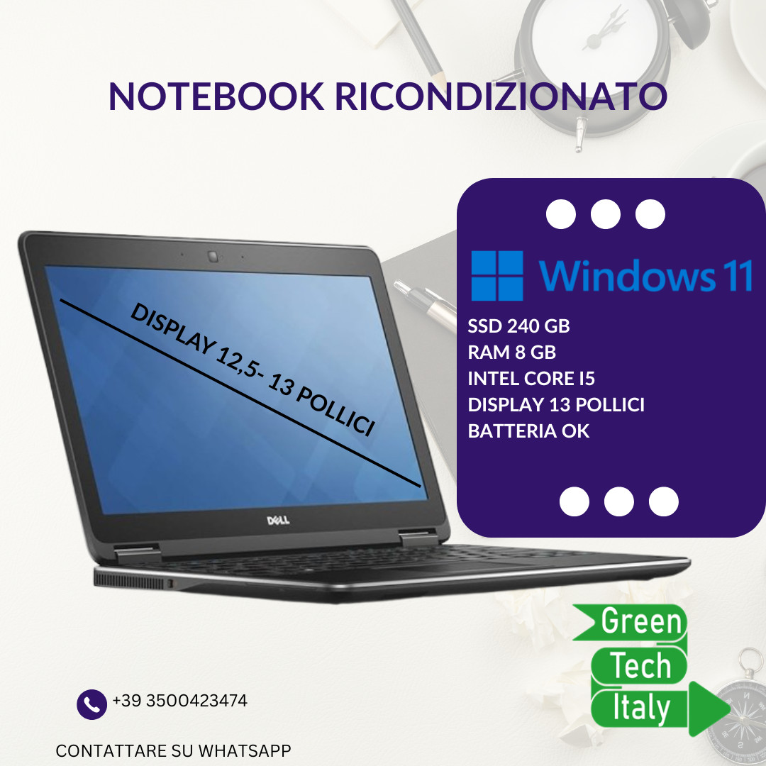PC NOTEBOOK PORTATILE WINDOWS 11 13 POLLICI SSD 240 GB RICONDIZIONATO VELOCE 8GB