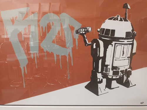 Vintage Star Wars Silkscreen Print on Canvas R2D2 Vandal Series Ryan Callanan - Picture 2 of 12