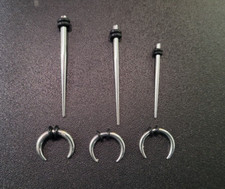 Steel Septum Stretching Kit Pinchers Tapers 0g 1g 2g 4g 6g 8g 10g 12g 14g gauge