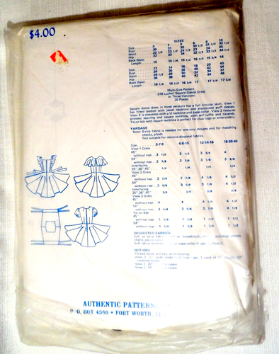 Rare Authentic Patterns 276 Square Dance Circle Skirt Flutter Dress 5-9 Uncut - Picture 2 of 2
