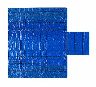 Blue Airbag/Parachute Heavy Duty 14oz Lumber Tarp 24x20 - 8' Drop, 8'x8' Flap