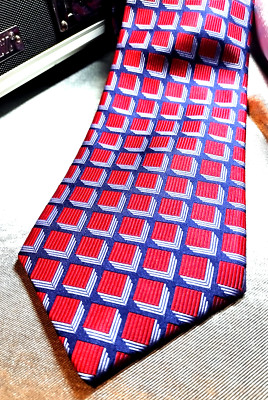 Robert Talbott ''Best in Class'' Mens 100% Silk Necktie Red/Sky Blue 3D Pattern