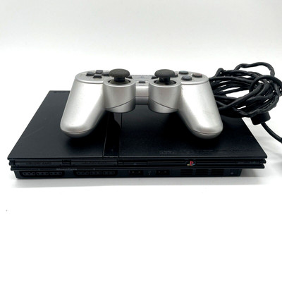 Sony PlayStation 2 PS2 Slimline Spielekonsole - Schwarz + Controller ohne Kabel
