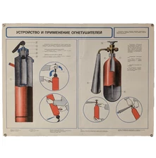 Vintage Soviet USSR Poster - Design and Use of the Air-Foam Fire Extinguisher