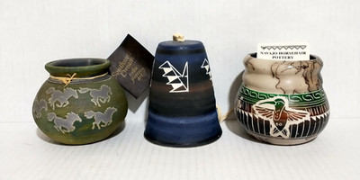 LOT of 3 - Native American Indigenous Pottery Raku Southwest Dream Jeremy Diller