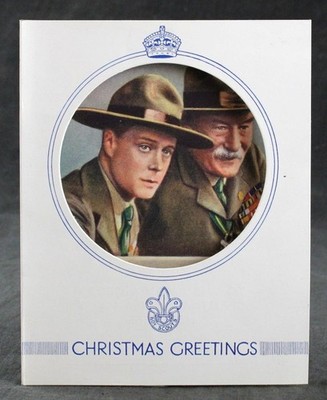 1937 WEIHNACHTSKARTE PFADFINDER EDWARD VIII PRINZ von WALES LORD BADEN POWELL RB3