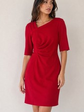 Tahari Arthur S. Levine Cherry Red Ruched Sheath Dress Size 6 NWT