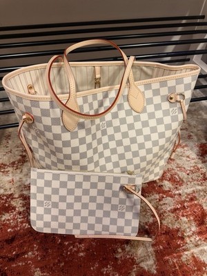 Louis Vuitton Damier Azur Neverfull MM - With Pouch And Dust Bag