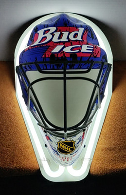 Bud Ice Beer Sign,Neon Hockey Helmet,1996 Rare Find,Works & Looks Great,Tabletop