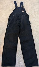Carhartt Iconic Duck Bib Overalls Mens 38x34 Relaxed Fit Black R01-BLK