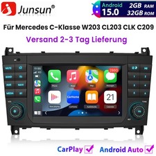 F&uuml;r Mercedes C-Klasse W203 CL203 CLK C209 Autoradio Apple Carplay Android 15 GPS
