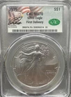 🇺🇸2026 AMERICAN SILVER EAGLE CAC MS70 FIRST DELIVERY SIGNED CAC PRESIDENT 🇺🇸