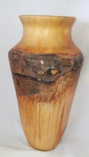 STUNNING Wood Turned Vase LIVE ACCENTS Gorgeous Wood ESTATE 9 7/8" Tall STUNNING