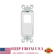 15A 120/277V Decora LED Illuminated Rocker Single-Pole Switch, White