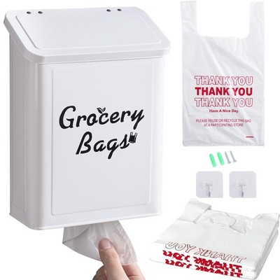 Candco Metal White Magnetic Grocery Bags Holder, Farmhouse Wall Mount Plastic...