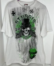 Hot Leathers Sturgis 2013 Skull Top Hat Graphic T-Shirt Men's L Motorcycle Rally