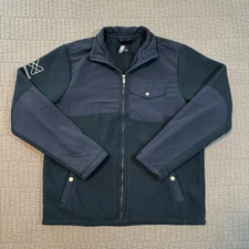 Vuori Jacket Men's Large Navy Blue Morrow Sherpa Fleece Full Zip Outdoor Logo