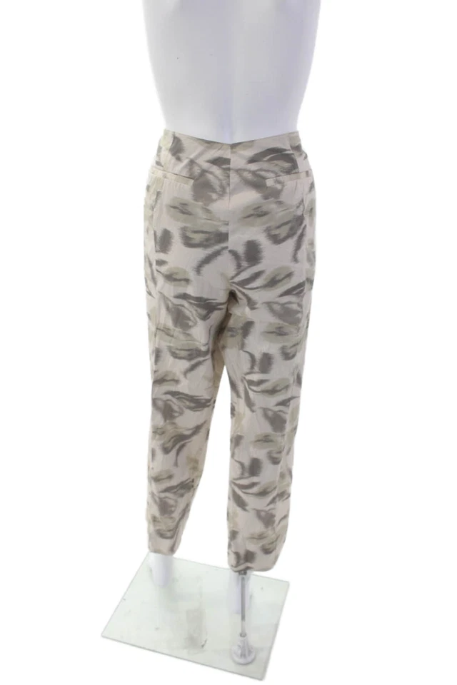 Pantalones abstractos Armani Collezioni para mujer tiro alto pierna recta marrón talla 14 Foto 3 de 4