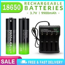 3.7V 9900mAh Rechargeable Button top Li-ion Batteries 4slot USB Charger lot