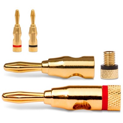 NAUC Bananenstecker 4mm schraubbar 24K vergoldet Lautsprecherkabel 4x Stecker