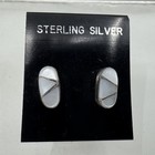 Oval Small Stud Earrings Nos Nwt Sterling Silver Mother Of Pearl Inlay