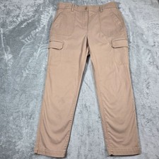Talbots Pants 12 Tan Slim Stretch Cargo Pockets Ankle Length Trousers Preppy