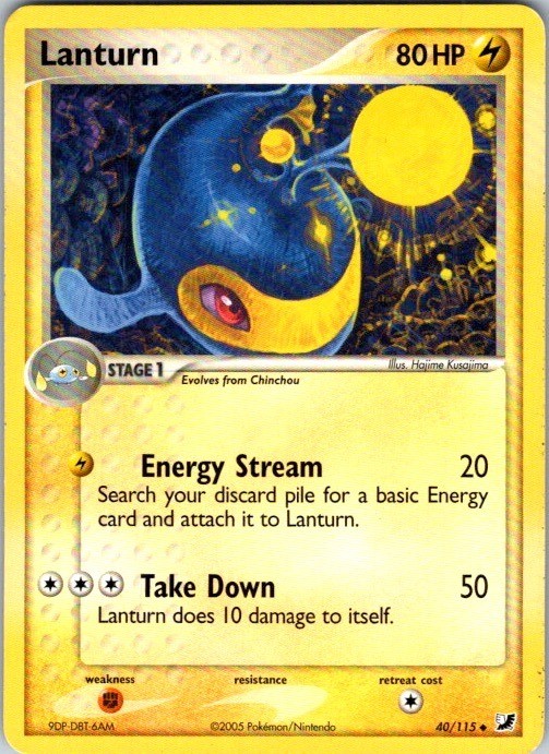 Lanturn 40/115 Uncommon Unseen Forces Pokemon Damaged
