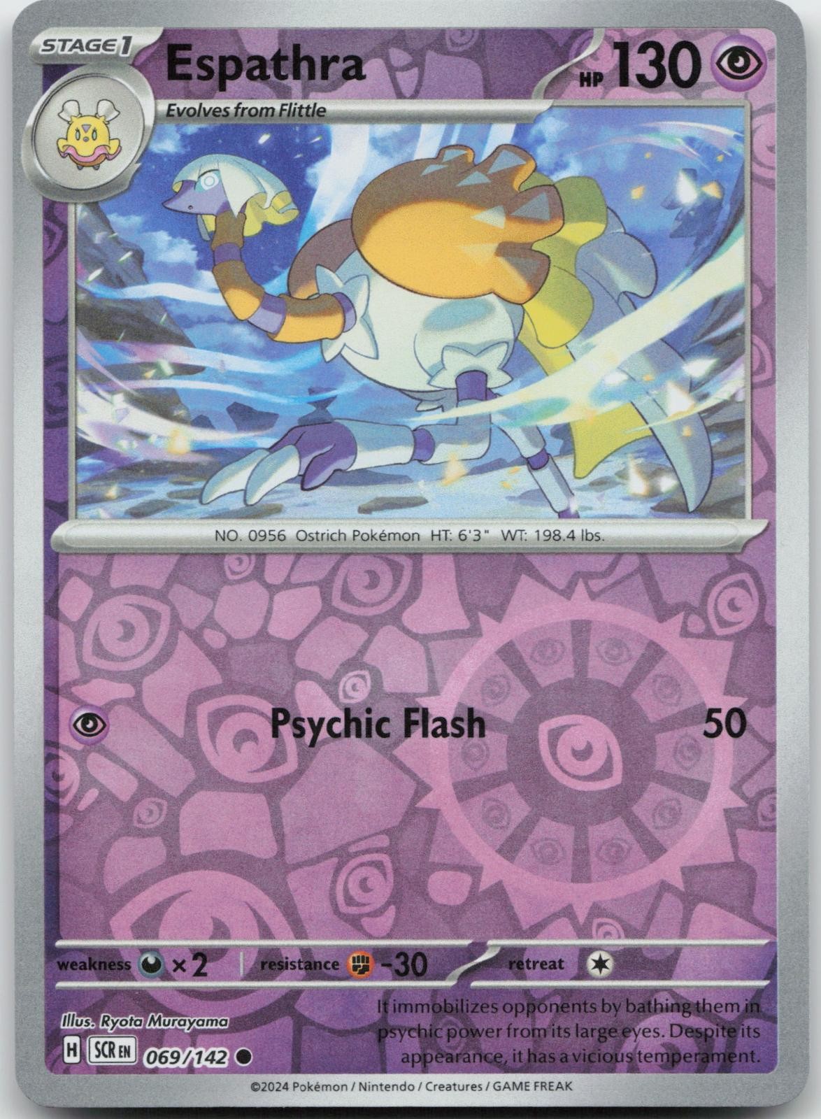 Espathra 69/142 Common Stellar Crown Pokemon Reverse Holo Near Mint