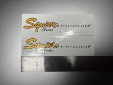2Pc For Squier Stratocaster Guitar Bass Headstock Waterslide Decals Metallic Ink