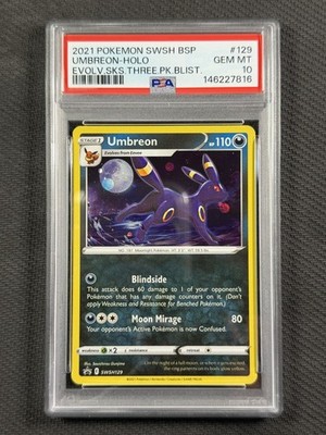 Pokemon Cards TCG PSA 10 GEM MT Umbreon Holo Evolving Skies 3 Pack Blister #129 | eBay Pokemon Cards TCG PSA 10 GEM MT Umbreon Holo Evolving Skies 3 Pack Blister #129 | eBay