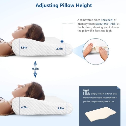 Memory Foam Pillow for Neck Pain Relief, Adjustable Orthopedic Ergonomic Cerv... - Picture 5 of 8