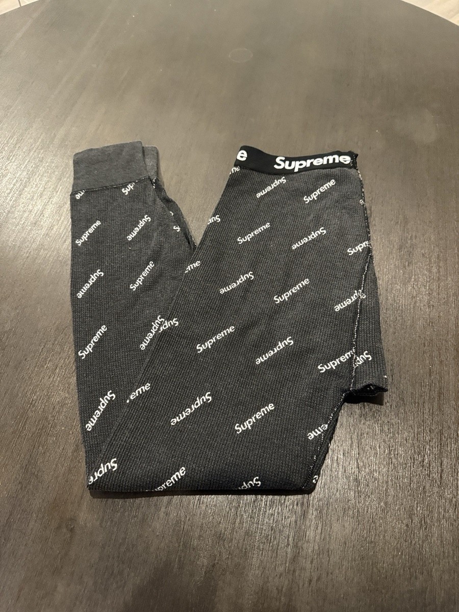 Supreme Hanes Beefy Men's Black Logo Print Long Johns Underwear XL