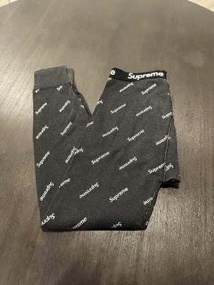 Supreme Hanes Beefy Men's Black Logo Print Long Johns Underwear XL