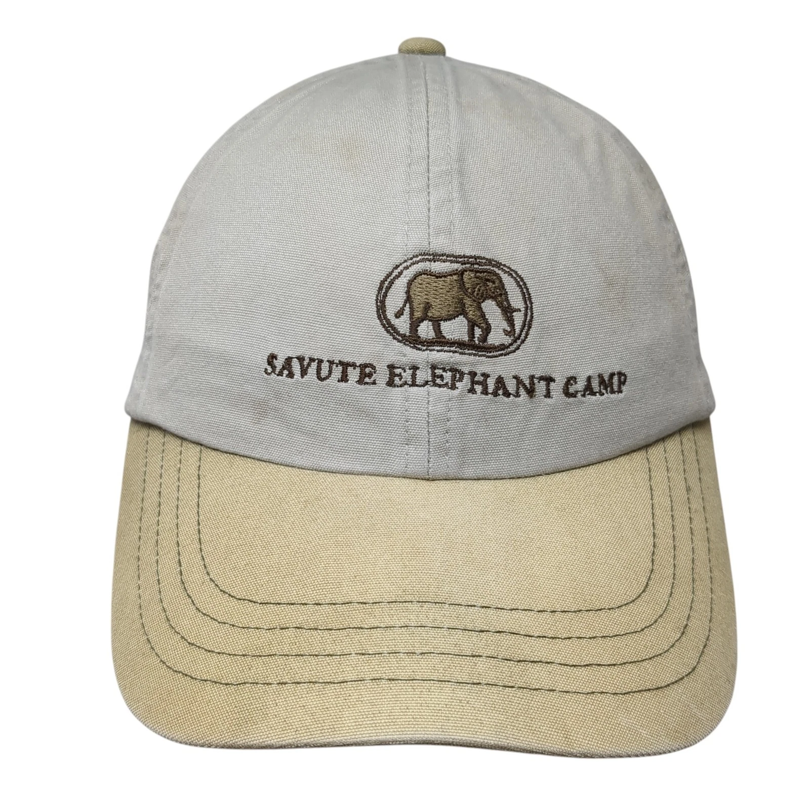 Savute Elephant Camp Slideback Baseball Cap Beige One Size Adjustable Cotton