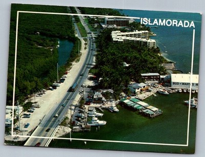 Postcard 1980s Islamorada FL Aerial View Marina Bud N Marys Fishing Lodge