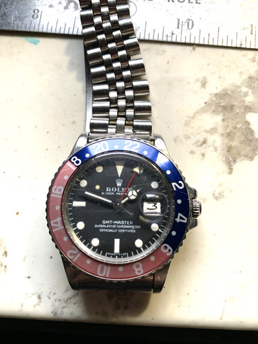 VINTAGE 1971 Rolex GMT-Master Red Blue PEPSI Black Oyster Steel 40mm 1675