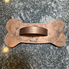 Michael Bonne Copper Cookie Cutter Dog Bone Handmade Large ~8” Signed VTG USA