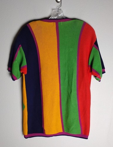 Vintage Breckenridge Harlequin Clowncore Short Sleeve Button Up Cardigan Large - Picture 3 of 6