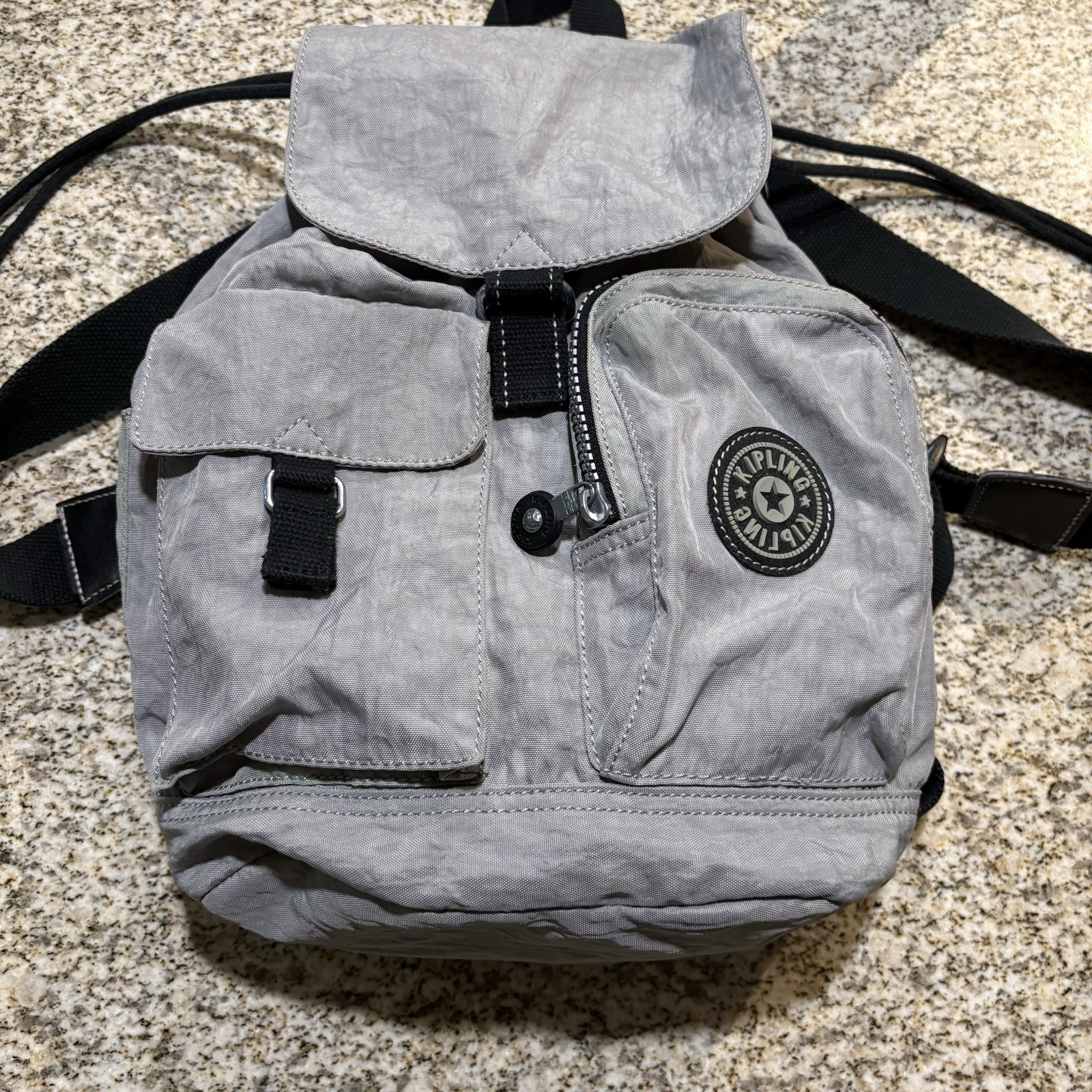 Kipling Lovebug Mini Backpack Light Gray Drawstri… - image 2