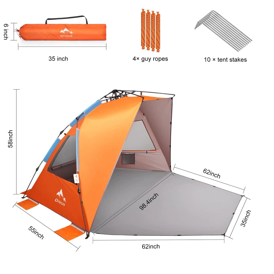 XX-Large Beach Tent Sun Shelter for 5-6 Person Portable Sun Shade Instant Pop... - Image 3 of 4