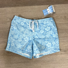 NWT TEK Gear 430 Floral Light Blue Hook Loop Fly Unlined Pool Shorts Misses 6